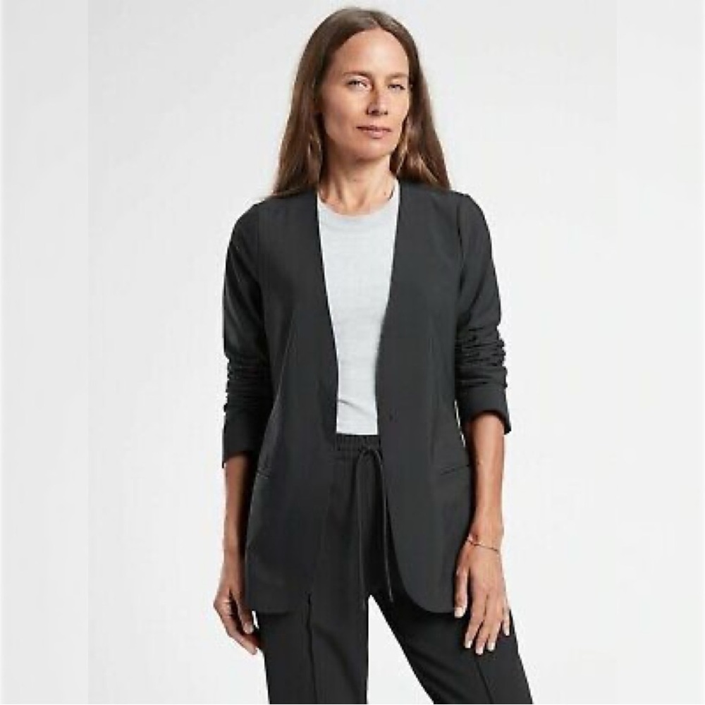 Athleta Avenue Blazer Jacket Black Packable UPF50+ Business Classic Work 6 - Picture 16 of 16